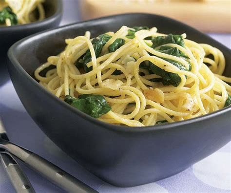 Spaghetti with Garlic & Spinach - Recipe - FineCooking