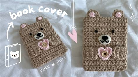 how to crochet a book cover (bear holding a heart!) | beginner-friendly tutorial - YouTube