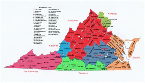 Independent cities map of Virginia. | Virginia, USA | Pinterest | City maps