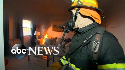 Lifesaving demonstration to safely escape a house fire l ABC News - YouTube