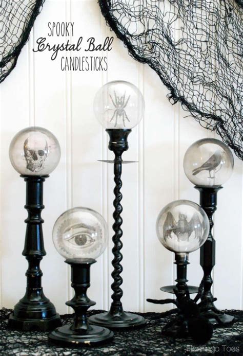 DIY Spooky Crystal Ball Halloween Candlesticks | Crafts | Flamingo Toes