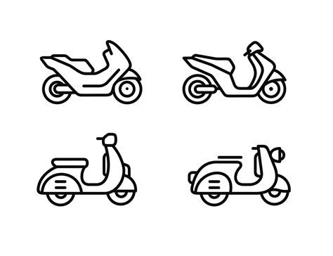 Motorbike outline icon set isolated on white background 21809787 Vector Art at Vecteezy