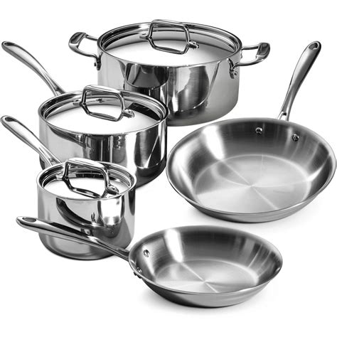 Tramontina 8-Piece 18/10 Stainless Steel Tri-Ply Clad Cookware Set | eBay