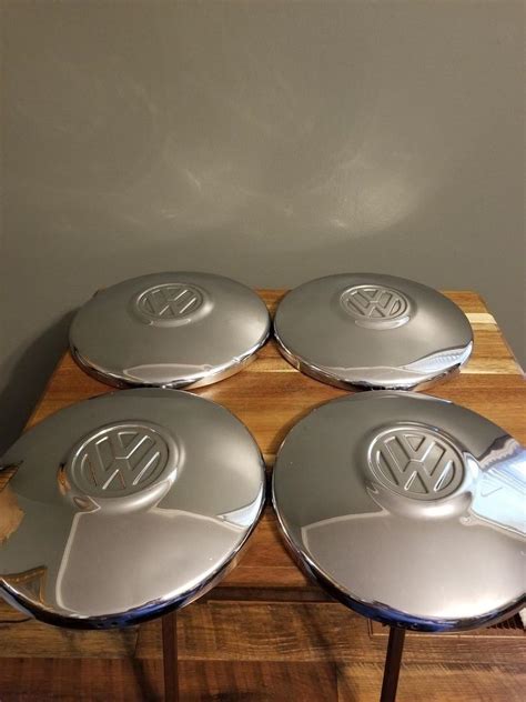 VW HUB CAPS VINTAGE 10" CHROME HUB CAPS *Set of 4* OEM German | #1937859072