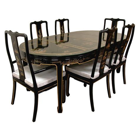 Oriental Furniture Hand Painted Black Lacquer Dining Set - Walmart.com