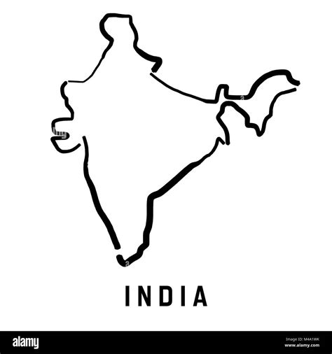 India simple map outline - smooth simplified country shape map vector ...