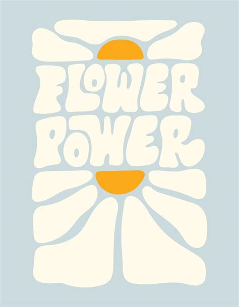 Retro Flower Power slogan with abstract flower on a blue background ...