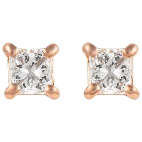 2 Carat Princess Cut Diamond Earrings - 58 For Sale on 1stDibs