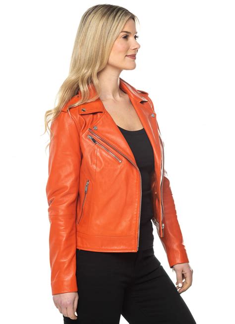 Orange Leather Jacket - Jackets