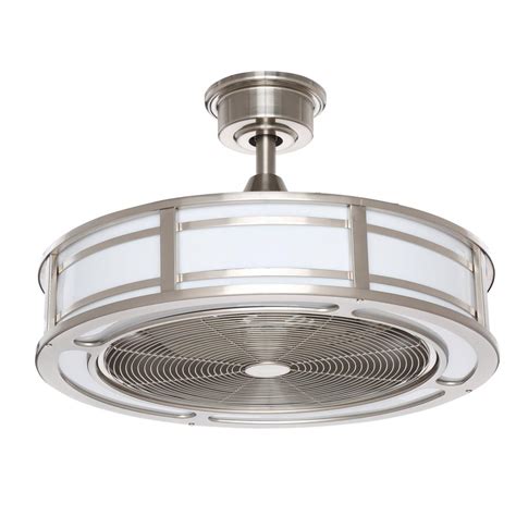 Home Decorators Collection Brette 23 in. LED Indoor/Outdoor Brushed Nickel Ceiling Fan with ...