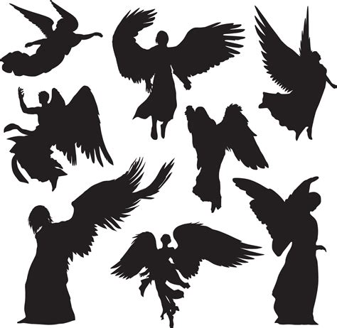 angel silhouette set 15826942 Vector Art at Vecteezy