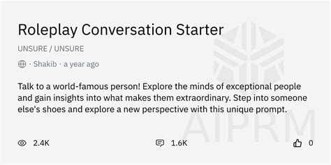 Prompt "Roleplay Conversation Starter" by "Shakib" - AIPRM for ChatGPT