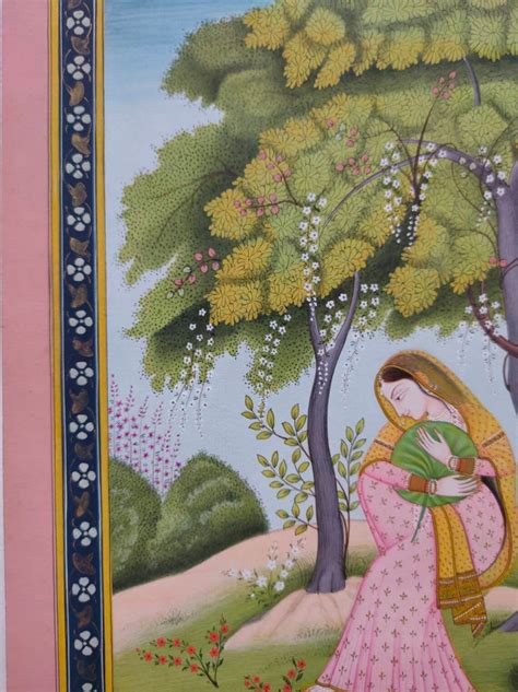 Indian Miniature Kangra Pahari Nayika Original Painting, Traditional Painting, Nature Wall Decor ...