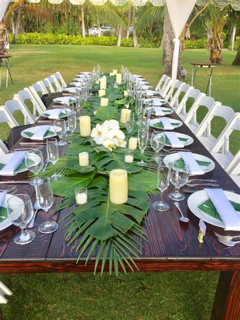 Tropical table runner, monstera leaf, tropical wedding, tropical decor, Moana party, Hawaiian ...