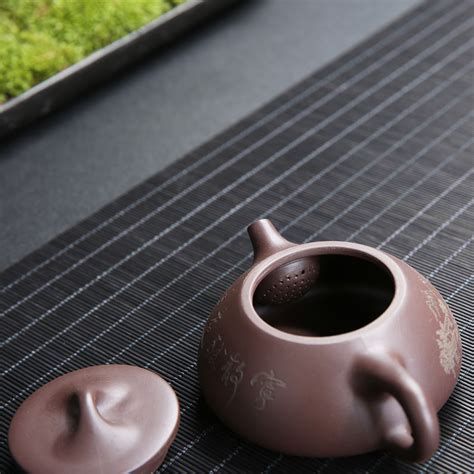 Handmade Purple Clay Teapot with Dark Red Enamel Finish - Chinesetea4u.com