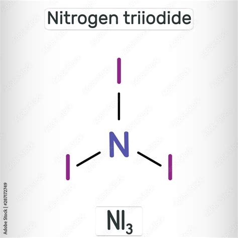 Nitrogen triiodide, NI3 molecule. Structural chemical formula and ...