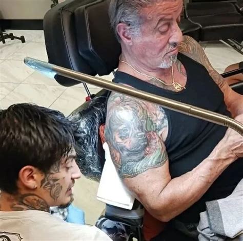 Sylvester Stallone covers up tattoo of his wife with giant inking of ...