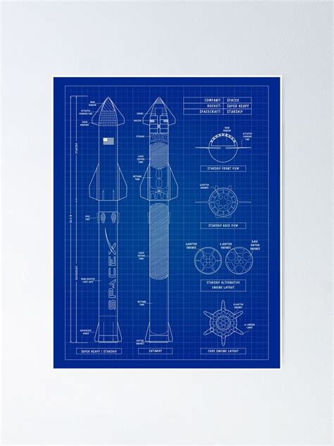 "SpaceX: Super Heavy & Starship Blueprint - English. Vertical Version ...