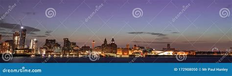 Liverpool skyline at night editorial image. Image of view - 172908050