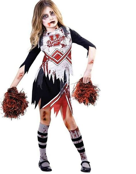 Child Girls Zombie Cheerleader Fancy Dress Costume Kids Halloween High School | eBay | Zombie ...