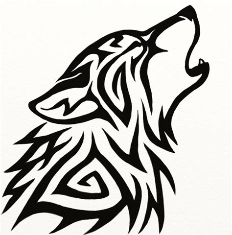 Black Ink Tribal Wolf Head Tattoo Design