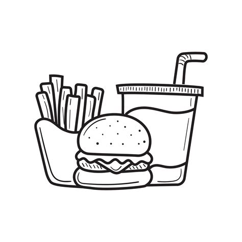 Burger with fries sketch illustration with cute design 19885255 Vector Art at Vecteezy