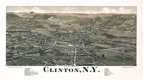 1885 Panoramic Map of Clinton New York - Etsy