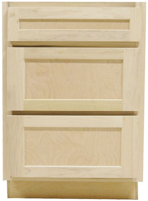 Kitchen Drawer Base Cabinet | Unfinished Poplar | Shaker Style | 30 in | 3 Drawer | Kitchen ...