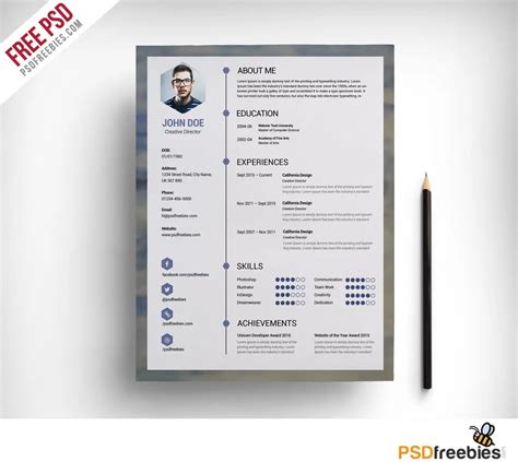 Free Clean Resume PSD Template - PSDFreebies.com - PSDFreebies.com