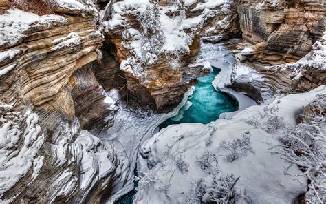 Download Winter Canada Jasper National Park Mountain Nature River HD ...