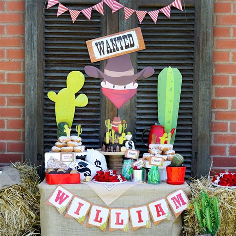 Cowboy Party Backdrops | Cowboy Face, Cactus and 'Wanted' Sign – Sunshine Parties