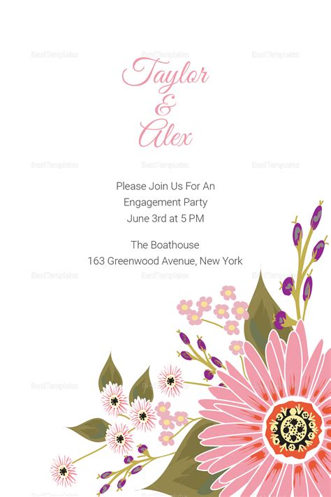 Floral Engagement Announcement Card Design Template in Illustrator ...