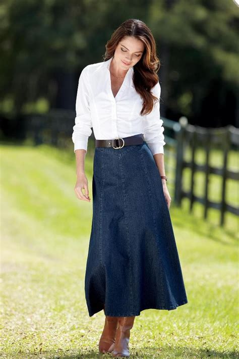 long-denim-skirts | A line denim skirt, Womens fashion modest, Long ...