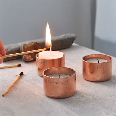 Set Of Three Copper Tea Light Holders - MöA Design