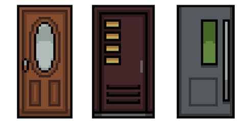 Premium Vector | Pixel art house front door