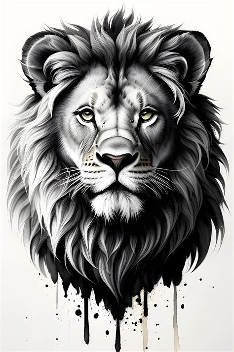 Black and white lion portrait. em 2023 | Tatuagens de leão, Tatuagem de tigre branco, Tatuagem ...