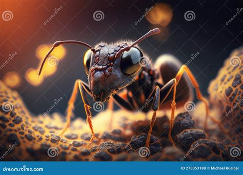 Magnified Close-up of an Ant: Examining the Intricacies of Nature Stock Illustration ...