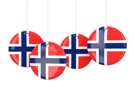 Four round labels. Illustration of flag of Svalbard and Jan Mayen