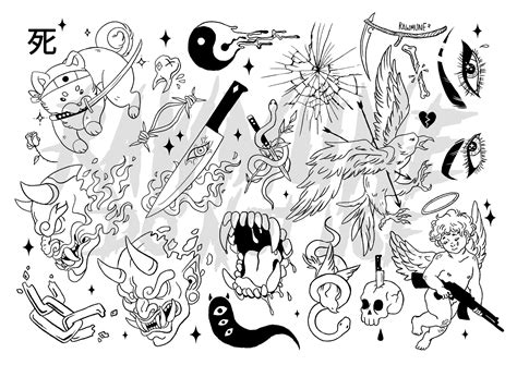 Discover more than 55 anime tattoo flash sheet - in.cdgdbentre