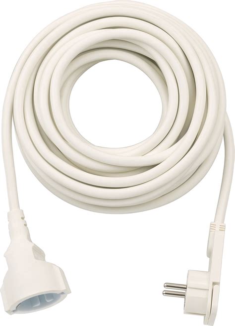 Short Extension Cable With Angled Flat Plug 10m H05VV-F3G1.5 white ...