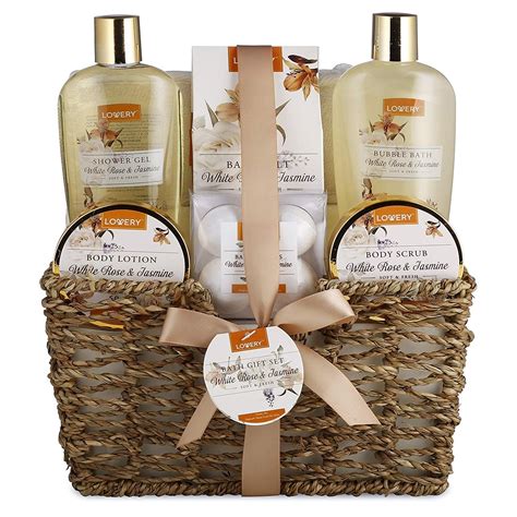 Home Spa Gift Basket - White Rose & Jasmine - Luxury 11 Piece Bath & Body Set For Women, | Bath ...