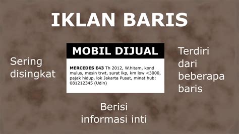 Contoh Iklan Baris Jual Rumah, Mobil dan Lowongan Kerja