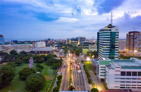 Aerial Shot of the City of Accra in Ghana at Night Editorial Image ...