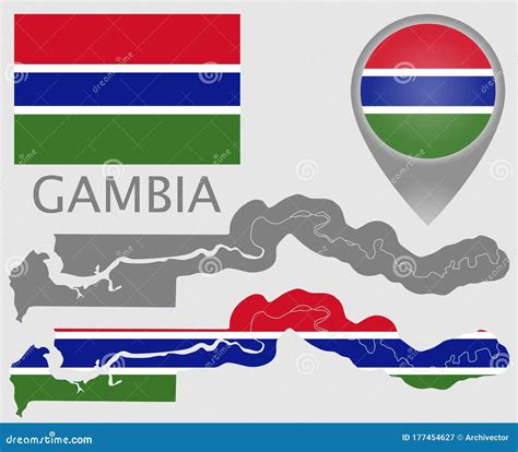 Gambia Flag, Map Pointer, Map Stock Vector - Illustration of colors, isolated: 177454627