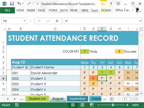 Student Attendance Record Template For Excel