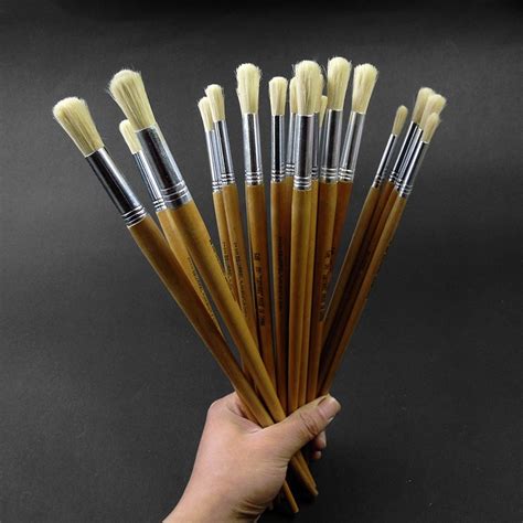 Trition 3Pcs Bristle Hair Oil Paint Brush Acrilic Set Round Head Paint Brushes For Acrylic ...