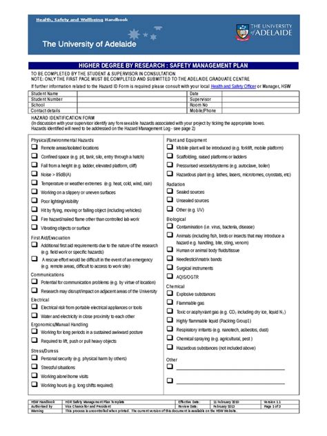 Safety Management Plan Template | Emergency Management | Hazards