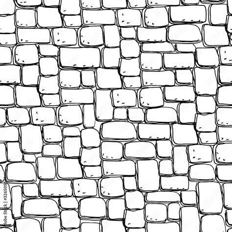 Seamless stonework pattern/ Black and white stone wall texture/ Cobblestone pavement background ...