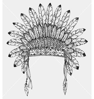 Native American indian headdress with feathers in vector image on | Native american drawing ...