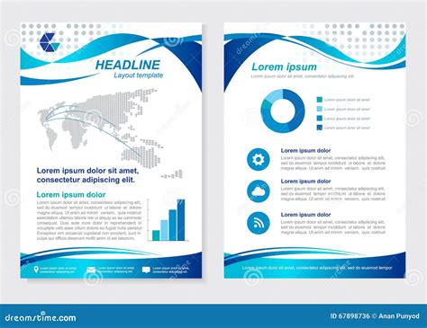 Layout Template Size A4 Front Page And Back Page Blue Wave Vector Design Stock Vector - Image ...